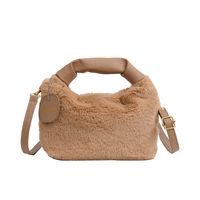 Women's Autumn&winter Plush Solid Color Fashion Square Zipper Handbag sku image 1