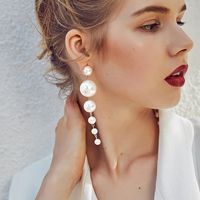 1 Pair Fashion Round Imitation Pearl Alloy Women's Drop Earrings main image 2