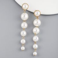 1 Pair Fashion Round Imitation Pearl Alloy Women's Drop Earrings main image 1