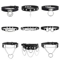 1 Piece Punk Cross Round Heart Shape Pu Leather Alloy Women's Choker main image 1