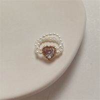 1 Piece Sweet Heart Shape Alloy Plating Metal Zircon Women's Rings sku image 5