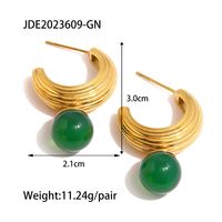 1 Pair Simple Style C Shape Plating Stainless Steel Pearl 18k Gold Plated Ear Studs sku image 1