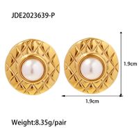 Simple Style Round Stainless Steel Plating Pearl Ear Studs 1 Pair main image 2