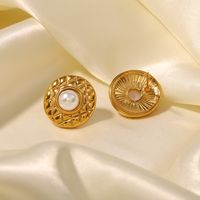 Simple Style Round Stainless Steel Plating Pearl Ear Studs 1 Pair main image 5