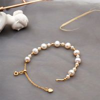 Fashion Round Pearl Copper Beaded Bracelets 1 Piece main image 4