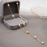 Fashion Round Pearl Titanium Steel Chain Necklace 1 Piece main image 1