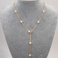 Fashion Round Pearl Titanium Steel Chain Necklace 1 Piece main image 2