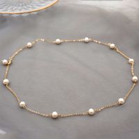 Fashion Round Pearl Titanium Steel Chain Necklace 1 Piece main image 4