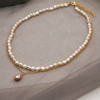 Fashion Round Pearl Titanium Steel Beaded Bracelets Necklace 1 Piece main image 4