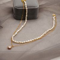 Fashion Round Pearl Titanium Steel Beaded Bracelets Necklace 1 Piece main image 6