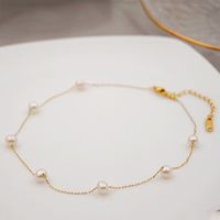 Simple Style Round Pearl Titanium Steel Necklace 1 Piece main image 1