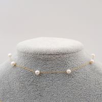 Simple Style Round Pearl Titanium Steel Necklace 1 Piece main image 2