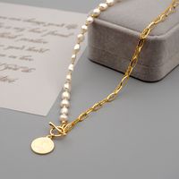 Retro Runden Perle Titan Stahl Perlen Kette Halskette Mit Anhänger 1 Stück main image 2