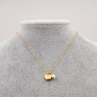 Simple Style Heart Shape Lock Titanium Steel Pearl Pendant Necklace 1 Piece sku image 4