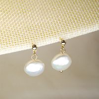 Simple Style Round Pearl Drop Earrings 1 Pair main image 5