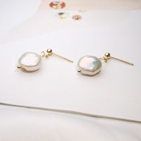 Simple Style Round Pearl Drop Earrings 1 Pair sku image 1