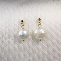 Simple Style Round Pearl Drop Earrings 1 Pair main image 4
