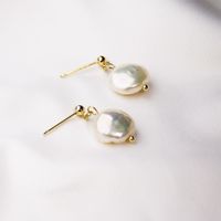 Simple Style Round Pearl Drop Earrings 1 Pair main image 3