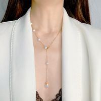 Mode Einfarbig Perle Titan Stahl Beschichtung Halskette 1 Stück main image 5