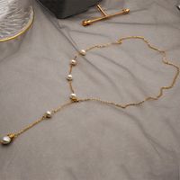 Mode Einfarbig Perle Titan Stahl Beschichtung Halskette 1 Stück main image 4