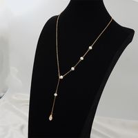 Mode Einfarbig Perle Titan Stahl Beschichtung Halskette 1 Stück main image 2