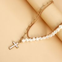 Elegant Cross Alloy Plating Artificial Pearls Shell Women's Layered Necklaces main image 5