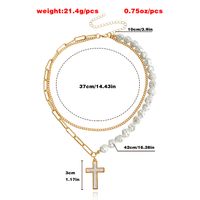 Elegant Cross Alloy Plating Artificial Pearls Shell Women's Layered Necklaces main image 2