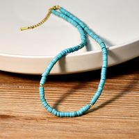 1 Piece Bohemian Geometric Beaded Turquoise 18k Gold Plated Women's Necklace sku image 1