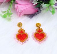 1 Pair Fashion Heart Shape Arylic Women's Drop Earrings sku image 3
