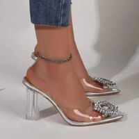 Women's Fashion Solid Color Rhinestone Point Toe High Heel Sandals main image 4