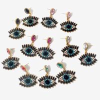 1 Pair Vintage Style Eye Alloy Inlay Artificial Crystal Rhinestones Women's Drop Earrings main image 1