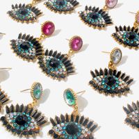 1 Pair Vintage Style Eye Alloy Inlay Artificial Crystal Rhinestones Women's Drop Earrings main image 9