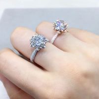 Fashion Simple Style Geometric Sterling Silver Diamond Artificial Diamond Rings main image 3