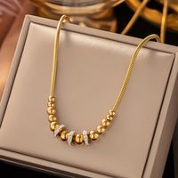 Fashion Solid Color Titanium Steel Plating Chain Inlay Zircon Necklace 1 Piece main image 5