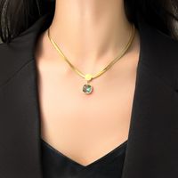 Fashion Square Snake Titanium Steel Plating Turquoise Zircon Pendant Necklace 1 Piece sku image 1