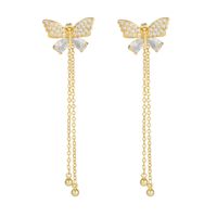 1 Paire Style Ig Gland Papillon Incruster Le Cuivre Zircon Plaqué Or 18k Boucles D'oreilles sku image 1