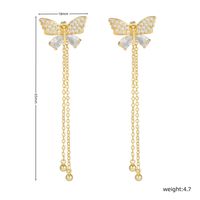 1 Paire Style Ig Gland Papillon Incruster Le Cuivre Zircon Plaqué Or 18k Boucles D'oreilles main image 2