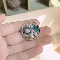 Retro Sun Moon Alloy Enamel Artificial Pearls Unisex Brooches sku image 1