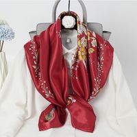 Women's Fashion Flower Chiffon Printing Silk Scarves sku image 4