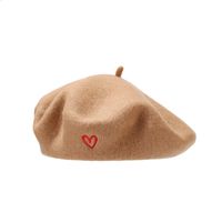 Women's Retro Heart Shape Embroidery Beret Hat main image 4