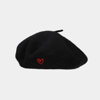 Women's Retro Heart Shape Embroidery Beret Hat sku image 1