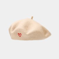 Women's Retro Heart Shape Embroidery Beret Hat sku image 3