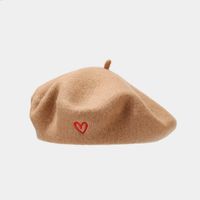 Women's Retro Heart Shape Embroidery Beret Hat sku image 4