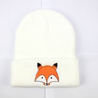 Children Unisex Cute Fox Embroidery Wool Cap sku image 2