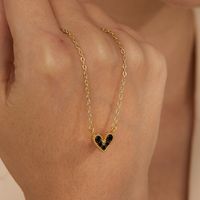 Simple Style Heart Shape Copper 18k Gold Plated Zircon Pendant Necklace In Bulk main image 3