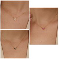 Simple Style Heart Shape Copper 18k Gold Plated Zircon Pendant Necklace In Bulk main image 1