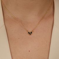 Simple Style Heart Shape Copper 18k Gold Plated Zircon Pendant Necklace In Bulk main image 4