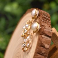 Ethnic Style Round Copper Pearl Drop Earrings 1 Pair main image 5