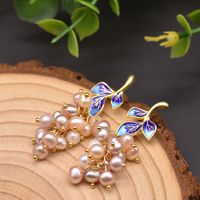 Retro Flower Pearl Inlay Crystal Drop Earrings 1 Pair sku image 8