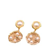 Ethnic Style Round Copper Pearl Drop Earrings 1 Pair main image 4